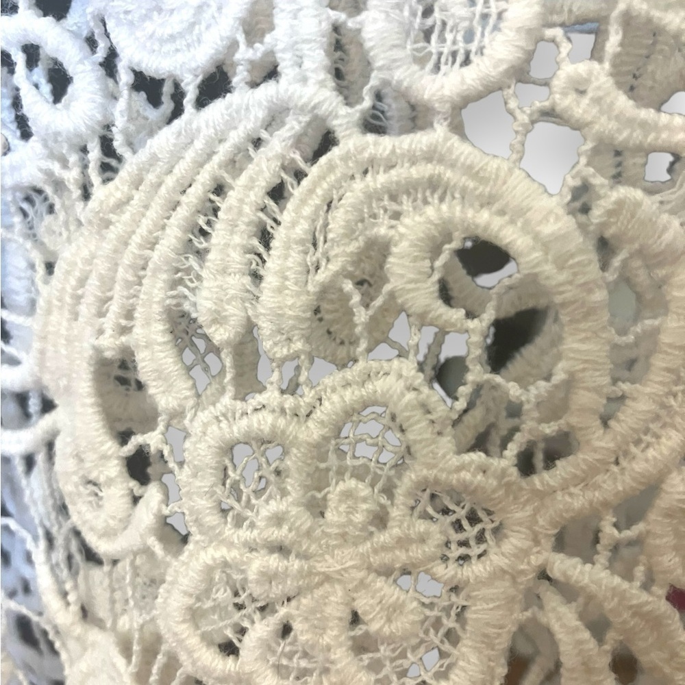 INC International Concepts Cream Cotton Lacy Crop Top M - Picture 7 of 7